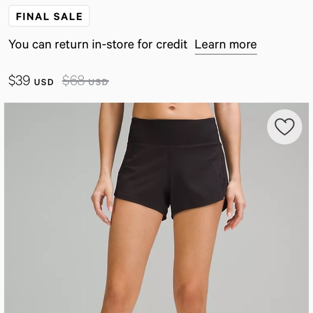 Lululemon speed up mid rise shorts. Size 8